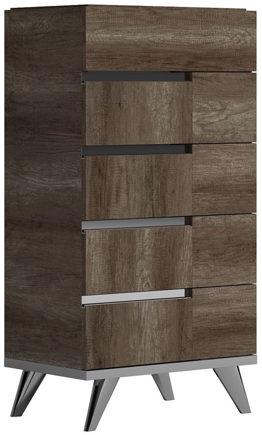 Product photograph of Modern Medea Vintage Oak Italian 5 Drawer Tall Chest from Choice Furniture Superstore.
